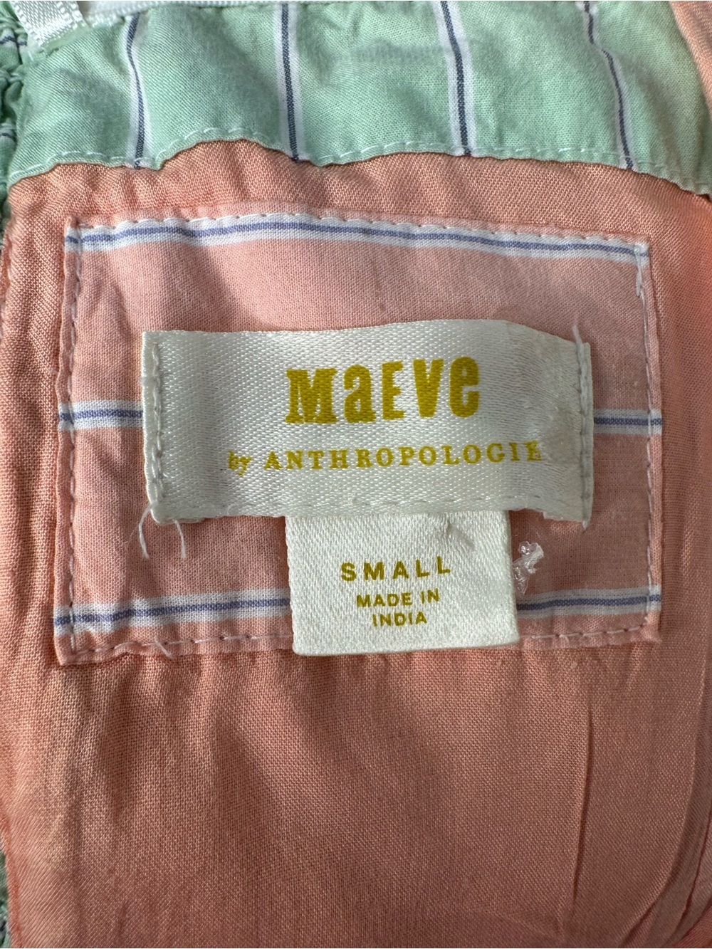 Maeve Strapless Colorblock Pinstripe Midi Dress small pink purple green - Picture 8 of 10